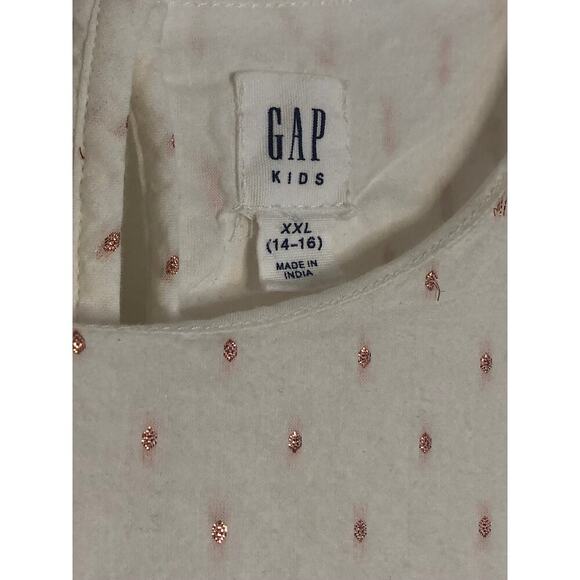 GAP Kids White & Rose Gold Ruffle Sleeve Peplum Blouse - Kids XXL (14/16) - Picture 2 of 6